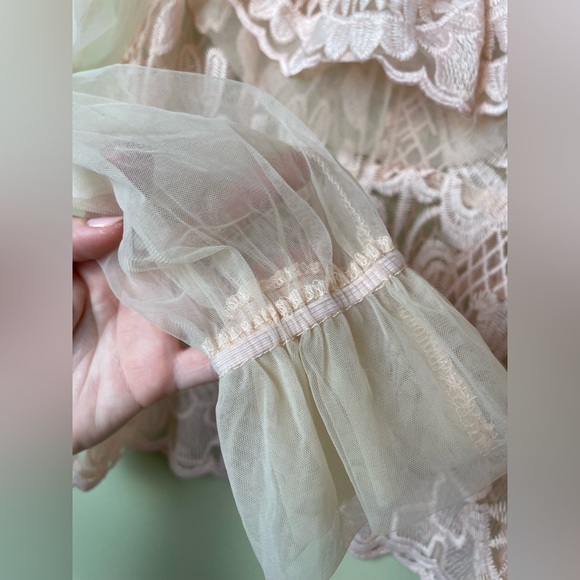 3 for $15 🦋 NWT Sheer Pink Lace Blouse Romantic Long Sleeve Floral Size Medium - Picture 5 of 10